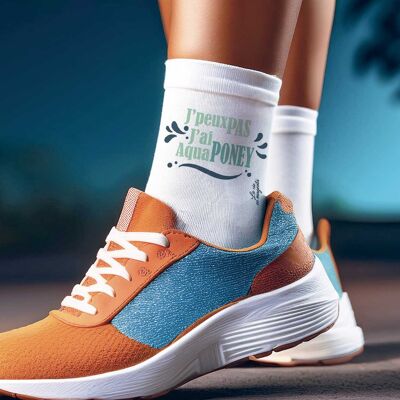 Chaussettes - J'peux pas, j'ai aquaponey - cadeau pour prof d'équitation ou pour un fan d'équitation