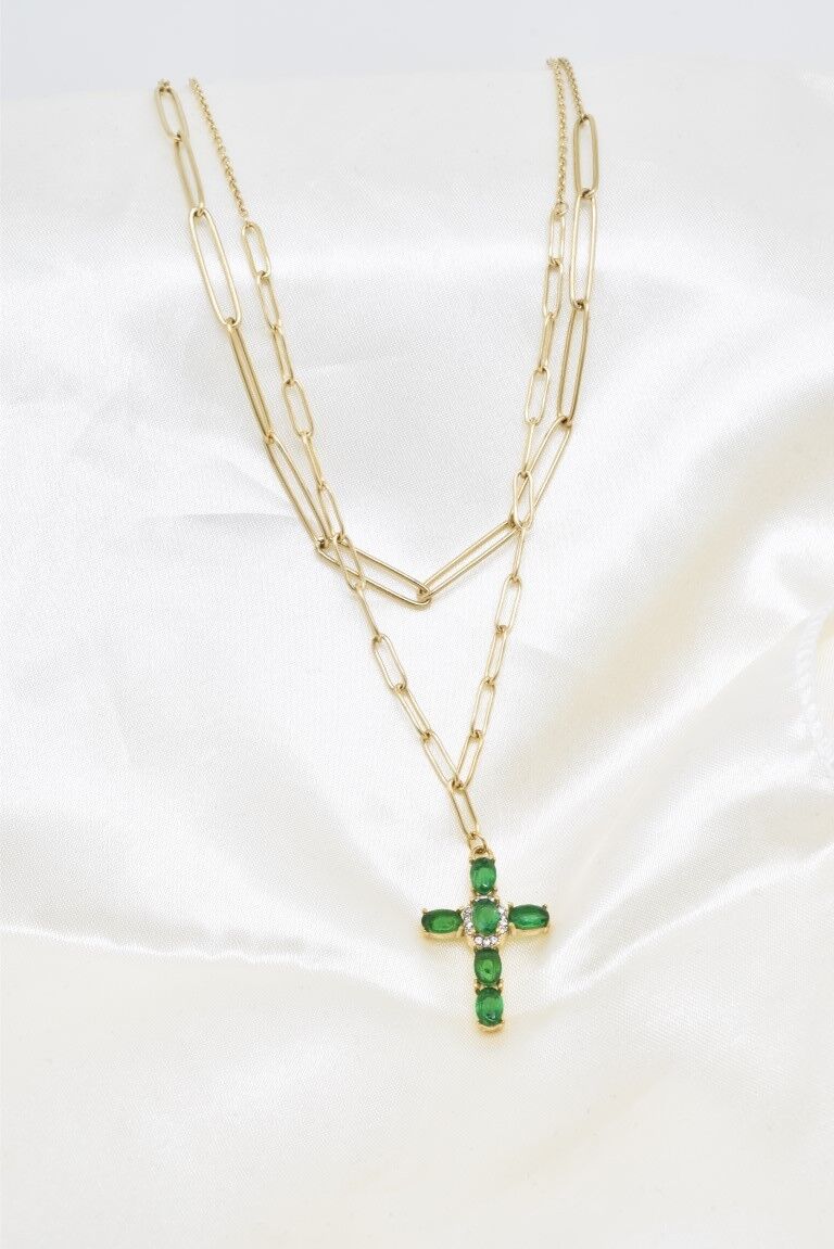 Collana con croce in acciaio inossidabile - BJ210234OR-VR