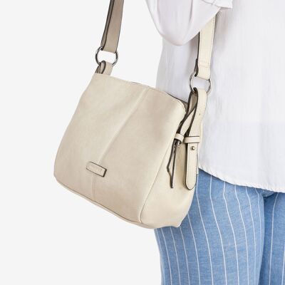 BORSA DA DONNA, COLORE BEIGE-V, NUOVA SERIE CLASSIC. 24x19x10.5 cm