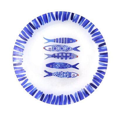 Assiette à dessert poisson bleu 20x20x1.3cm - lot de 6