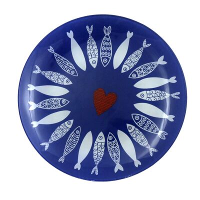 Assiette poisson bleu foncé 20x20x1.3cm - lot de 6