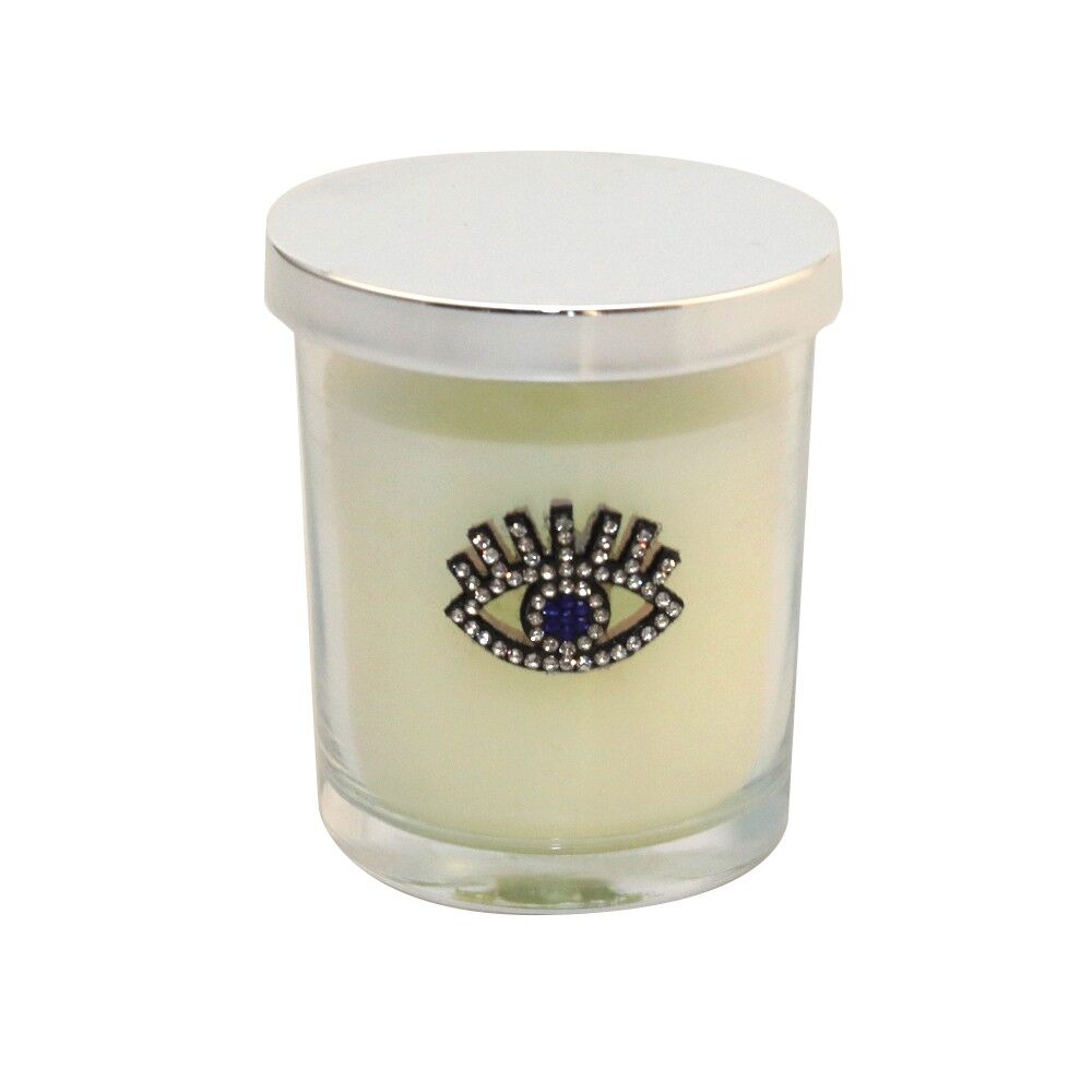 Candela per gli occhi argentata al profumo di patchouli