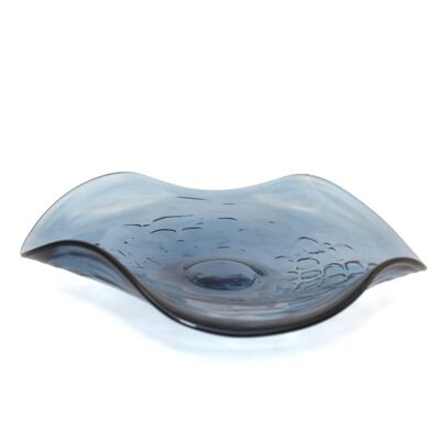Decorative blue glass bowl 30x30x6.5cm