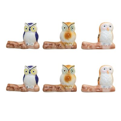 Porcelain Owl Knife Rests - Set of 6