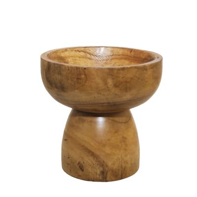 Cuenco decorativo sobre soporte de madera 23.5 x 23.5 x 24.5cm