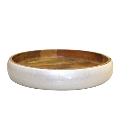 Round white mango wood bowl 40x40x7cm