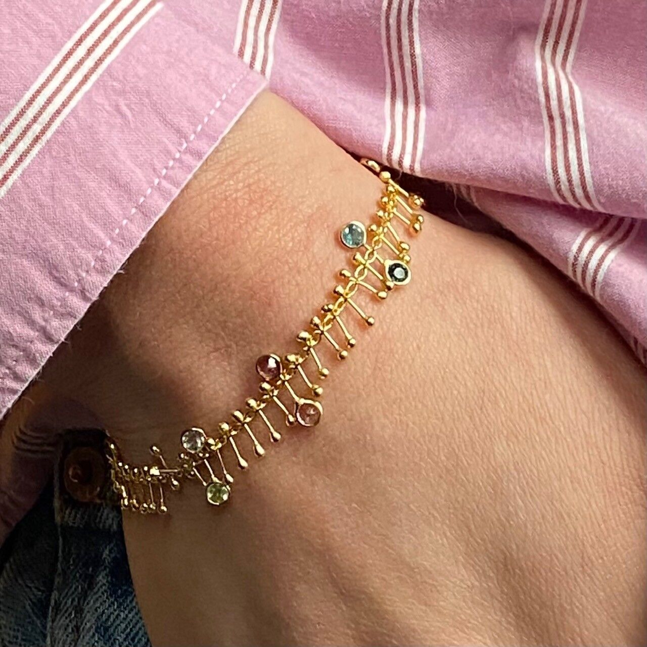 Bracciale a catena placcato oro con tormalina - Lake Palace (BCHLU82)