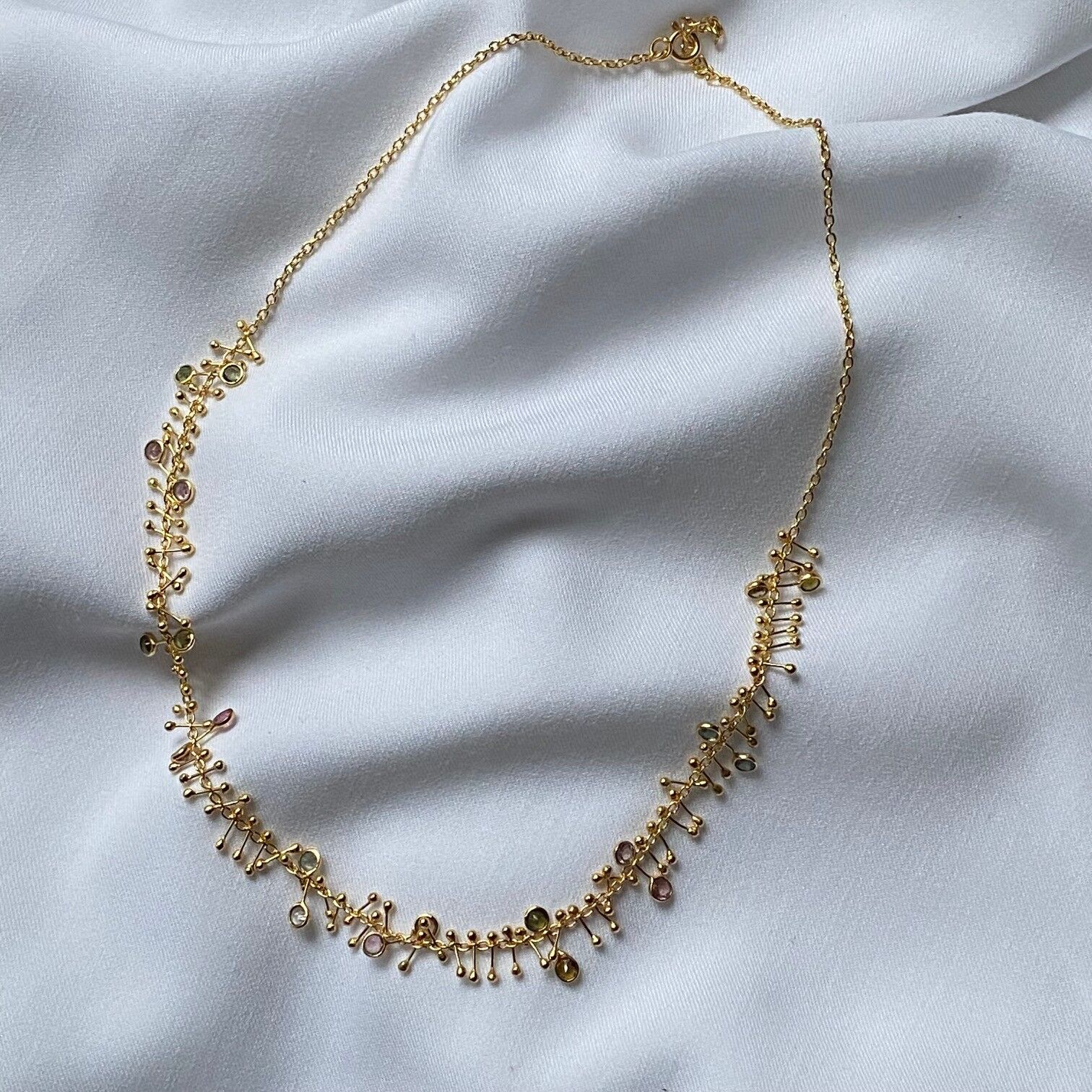 Collier chaine plaqué or et tourmalines - Lake Palace (CCHLU82)