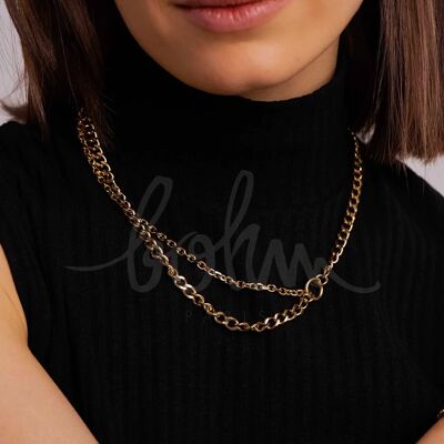 Maël necklace - UNISEX - curb chain and forçat link + connectable snake link