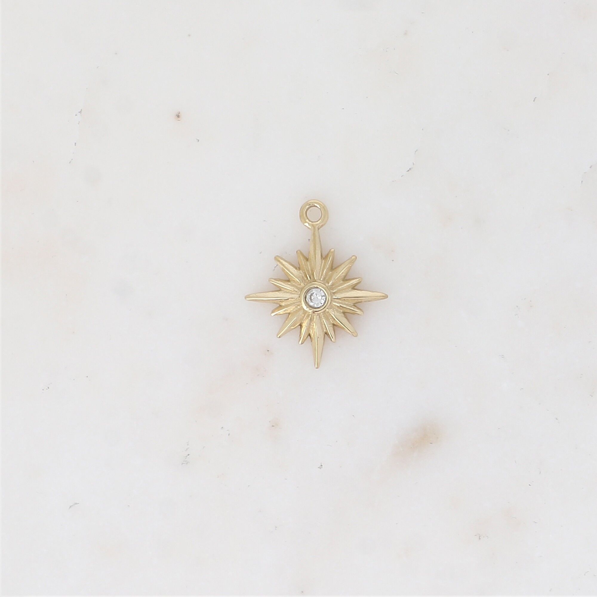 Colgante redondo de estrella del norte con diamantes de imitación