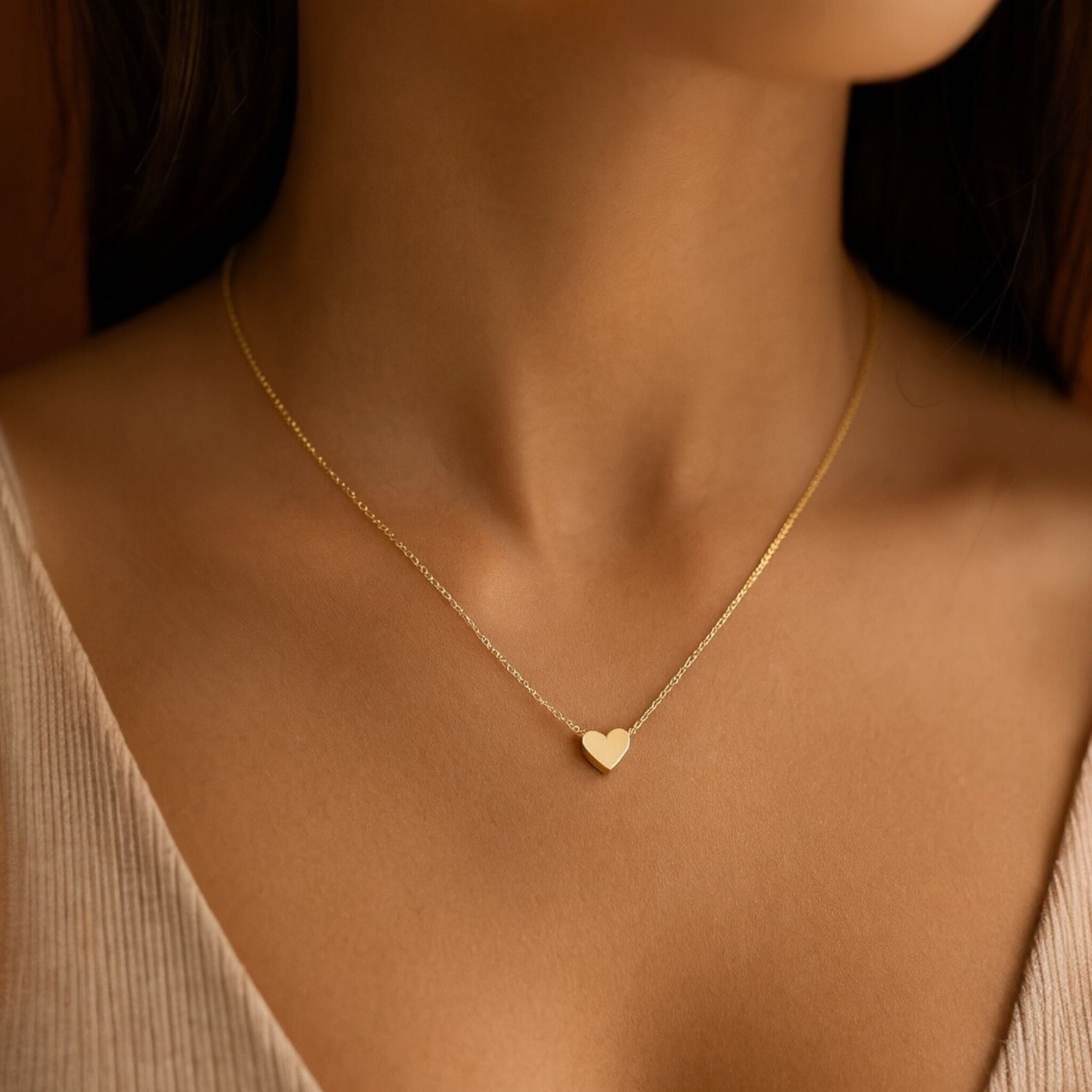 Collana a forma di cuore in acciaio inossidabile dorato