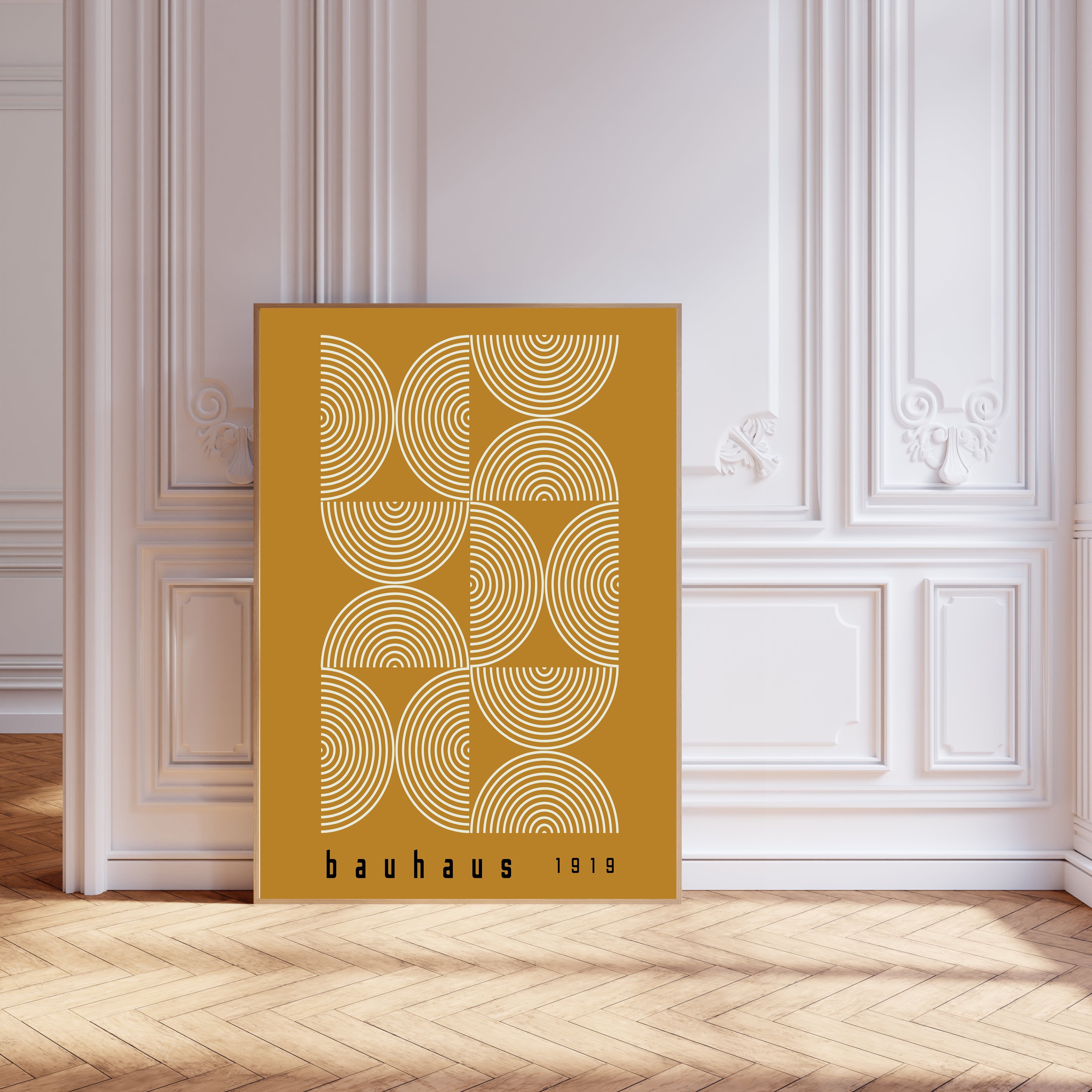 Stampa artistica Bauhaus Mustard di metà secolo