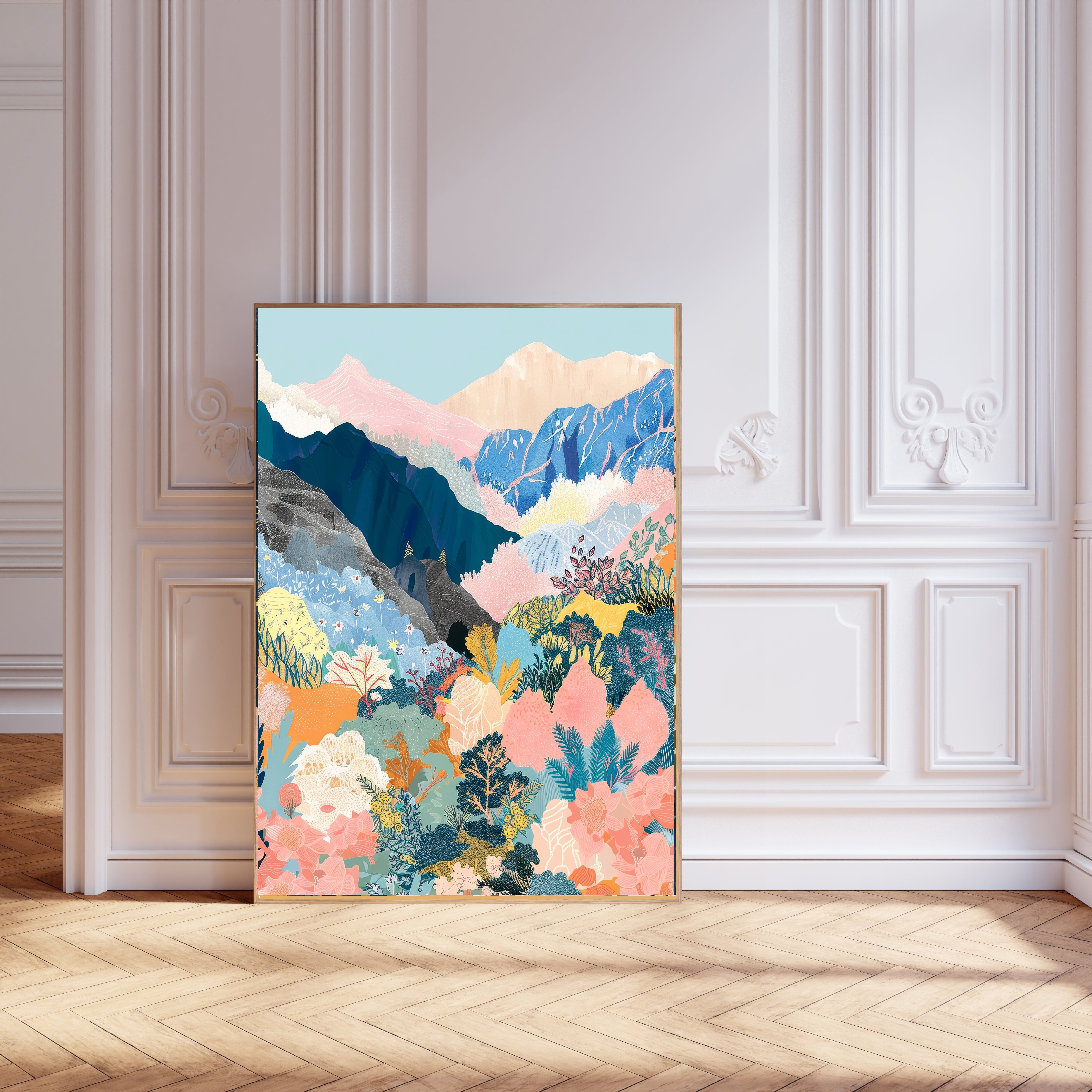 Mountain Flower Landscape Art Print