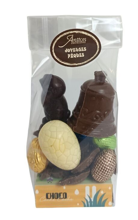 Poche garnie de Pâques, chocolat Noir, Lait et Blanc