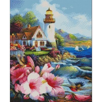 Diamond Painting "Paesaggio marino", 40x50 cm, Trapano quadrato con cornice