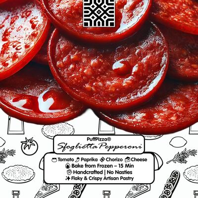 Sfoglietta™ Pepperoni di PuffPizza® (confezione da 6, mini pizze italiane surgelate) – Scatola da 6