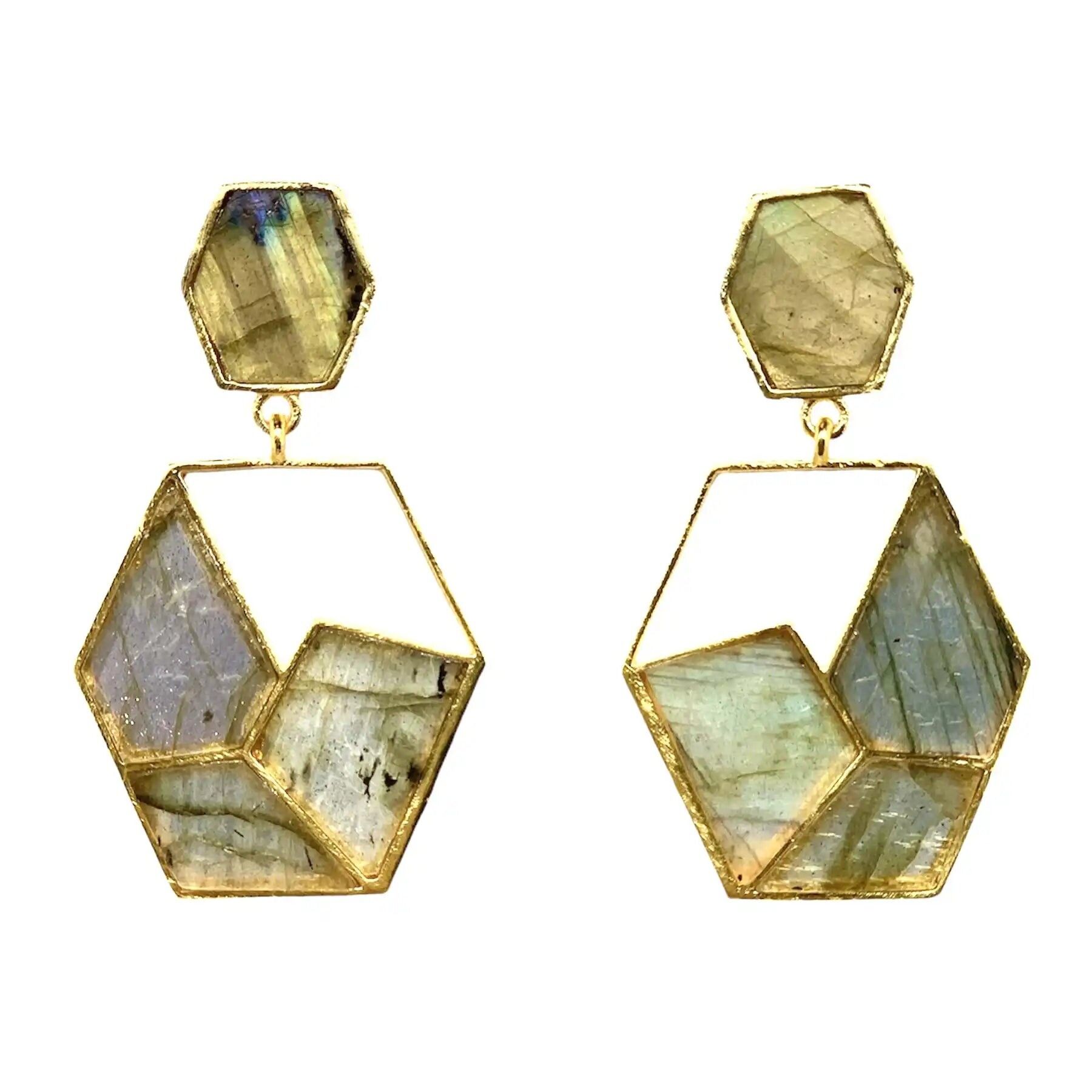 Orecchini cubisti in labradorite