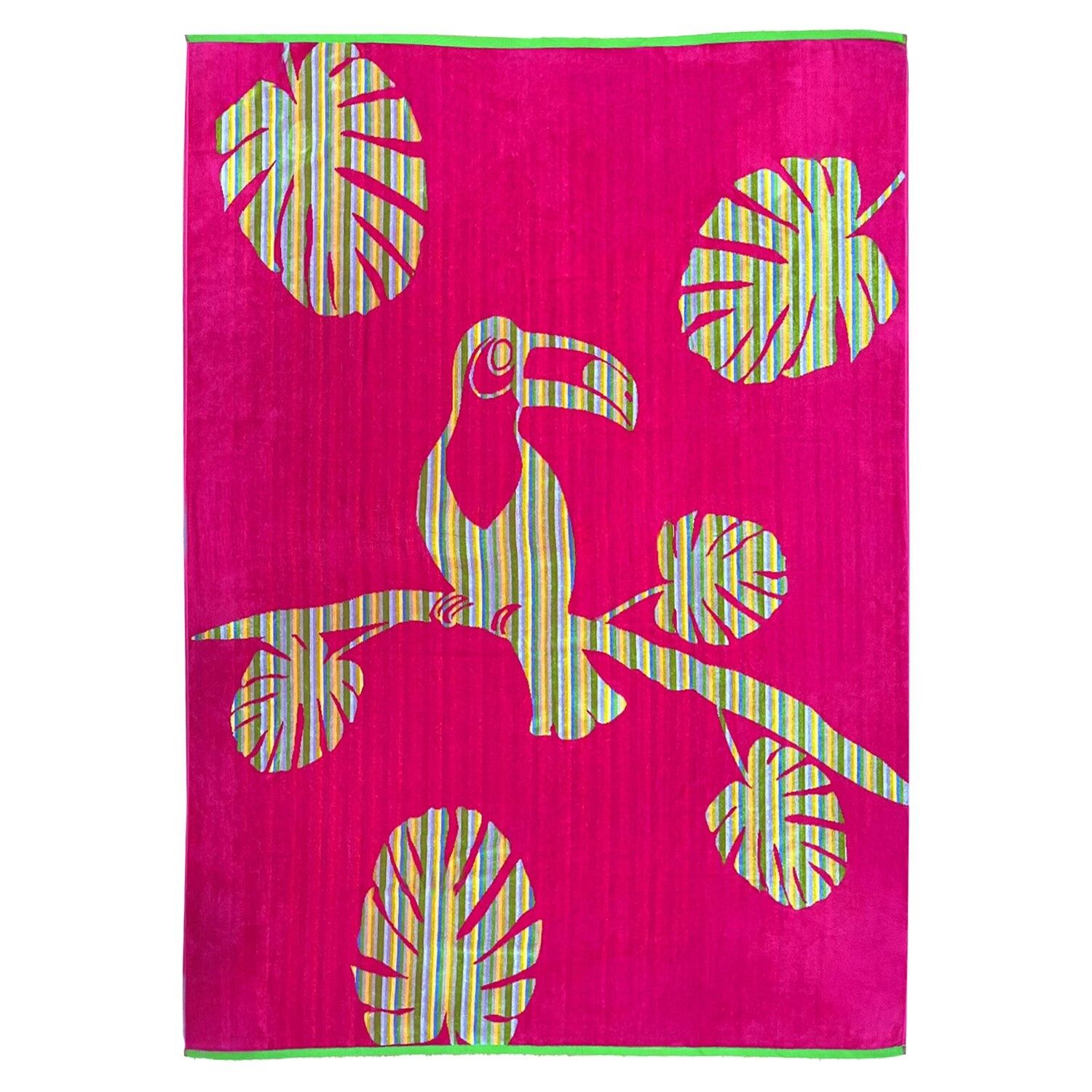 Toalla de playa de rizo de terciopelo jacquard rosa 140x180cm - Cádiz