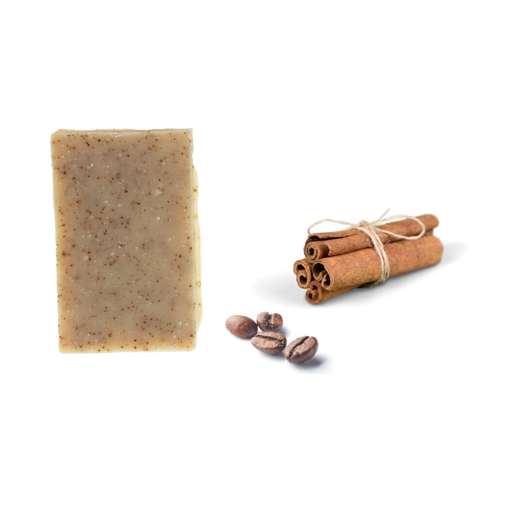 Cold process artisanal soap, superfatted, exfoliating with donkey milk - Coffee-Cinnamon - 100g