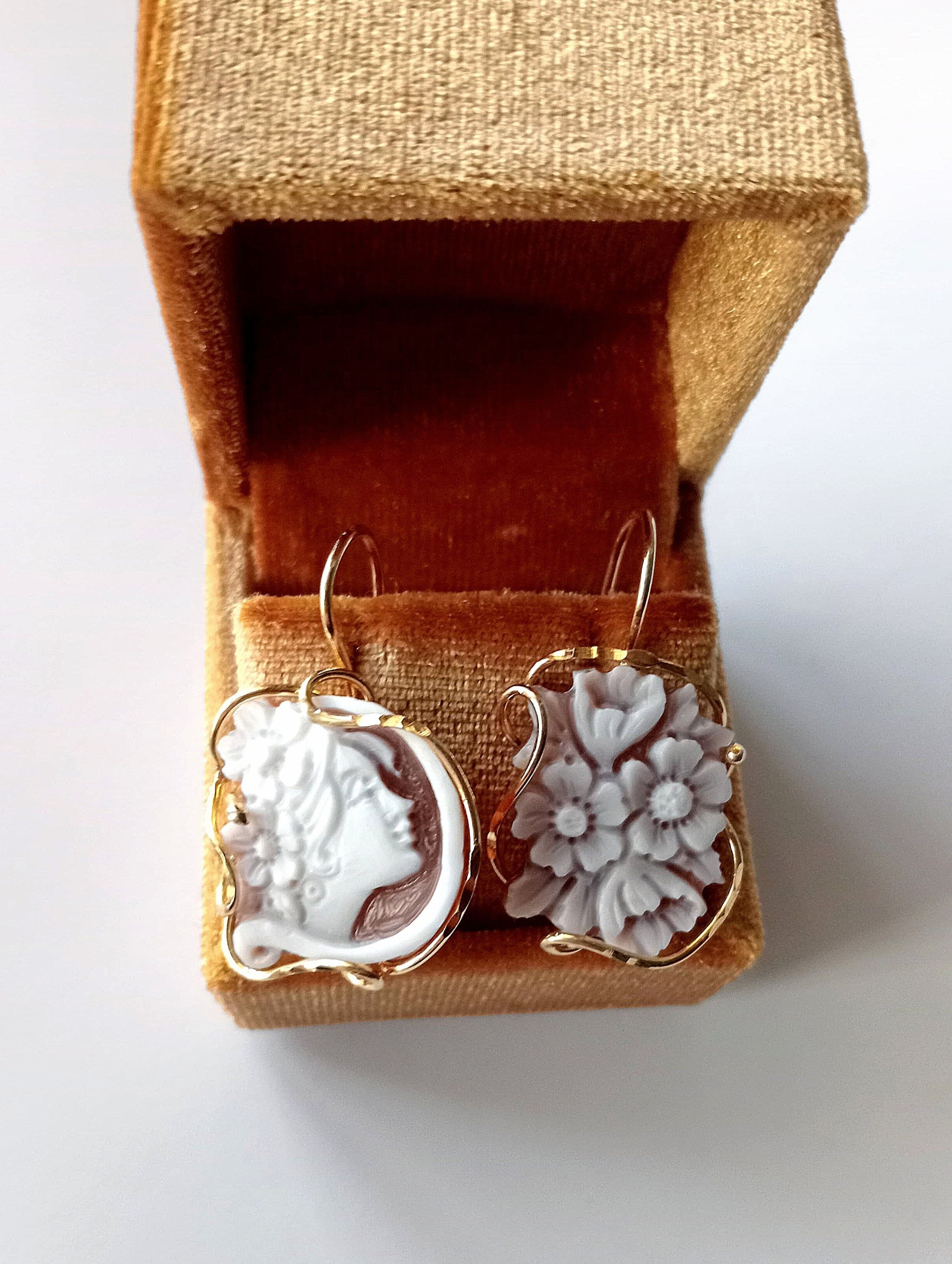 25 mm handgravierte Kamee-Ohrringe