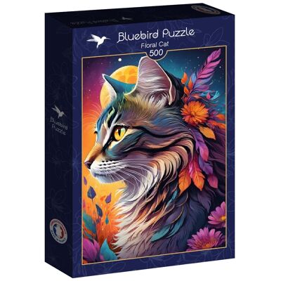 Puzzle Bluebird da 500 pezzi - Gatto floreale