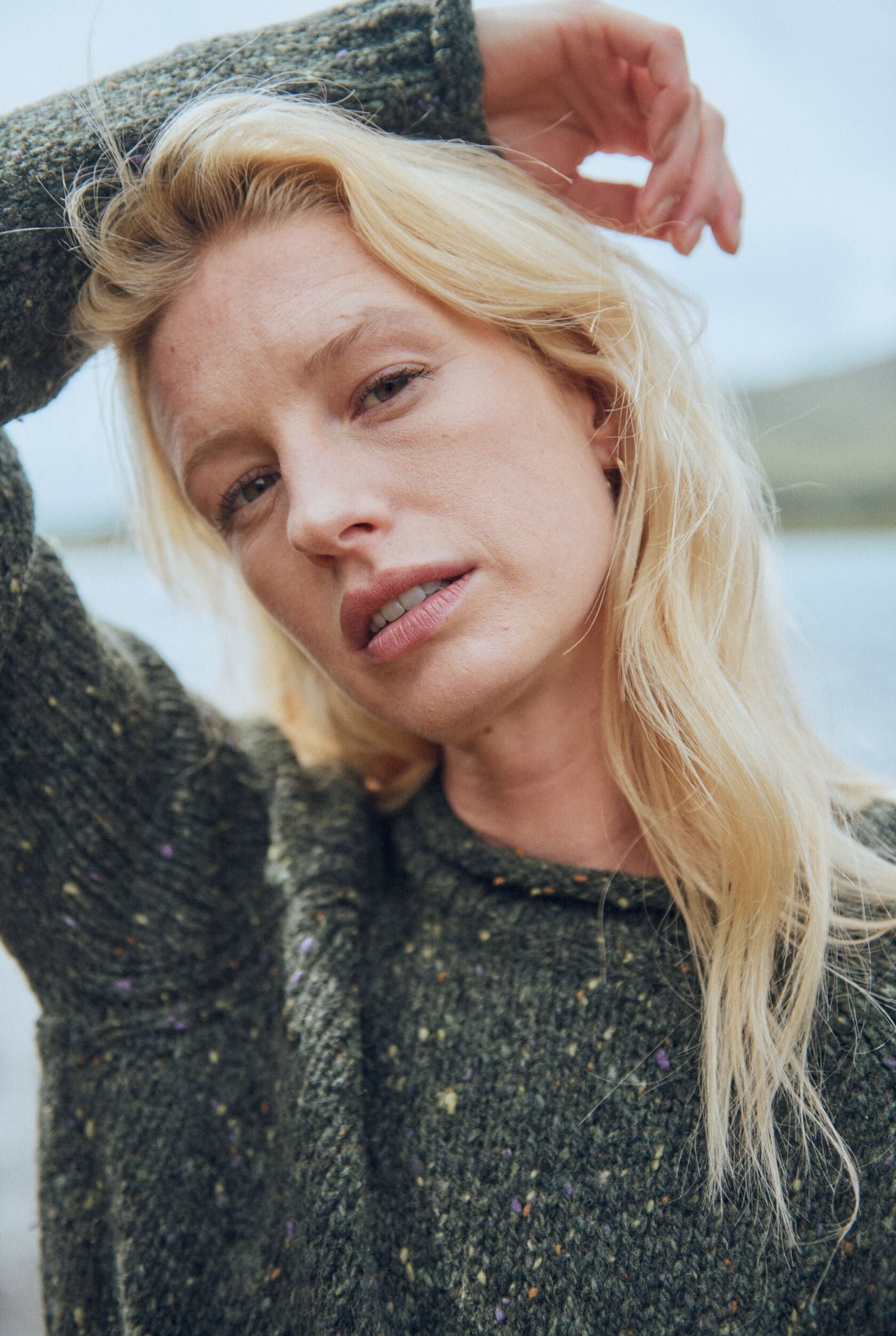 Maglione da donna in 100% lana - Maglione da donna a collo alto in tweed Brackloon - Verde