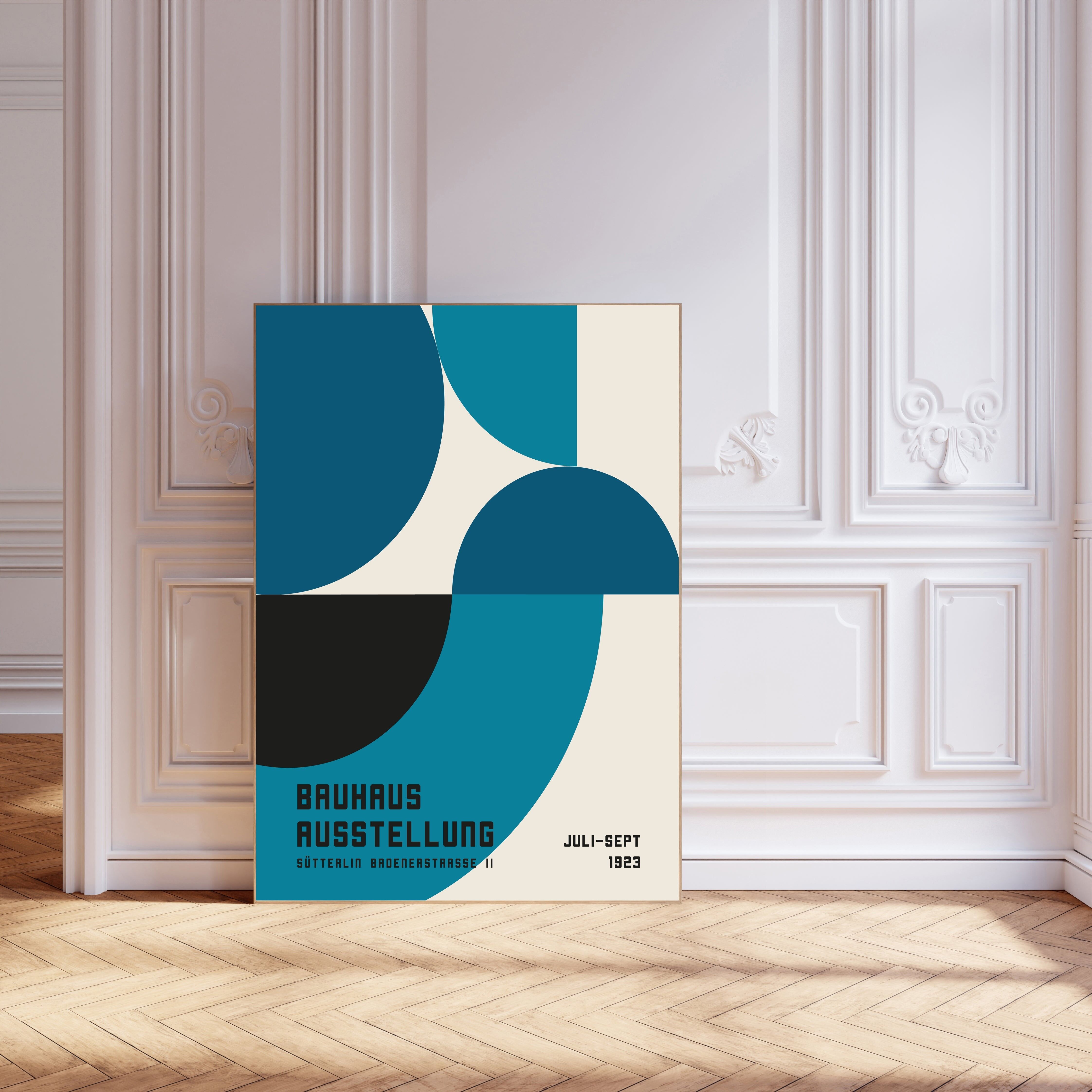 Bauhaus Mitte des Jahrhunderts Blau Kunstdruck