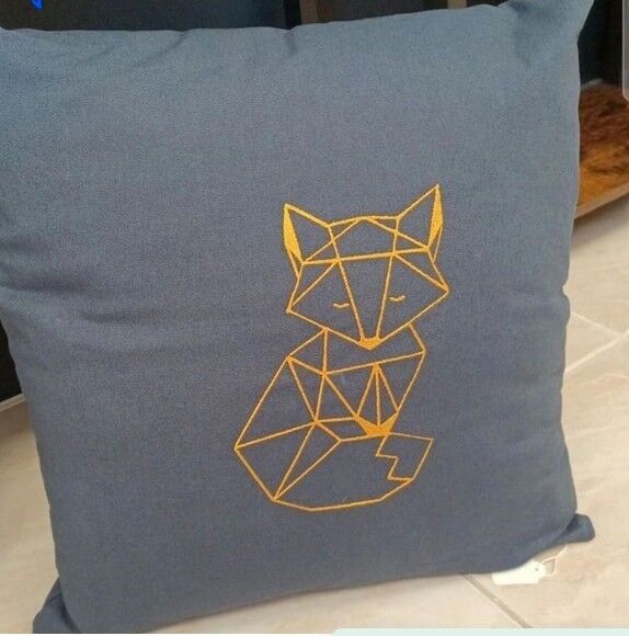 Embroidered Fox Cushion