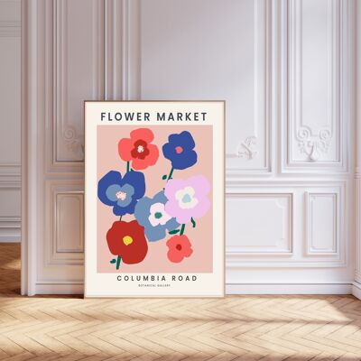 Impression d'art du marché aux fleurs de Columbia Road