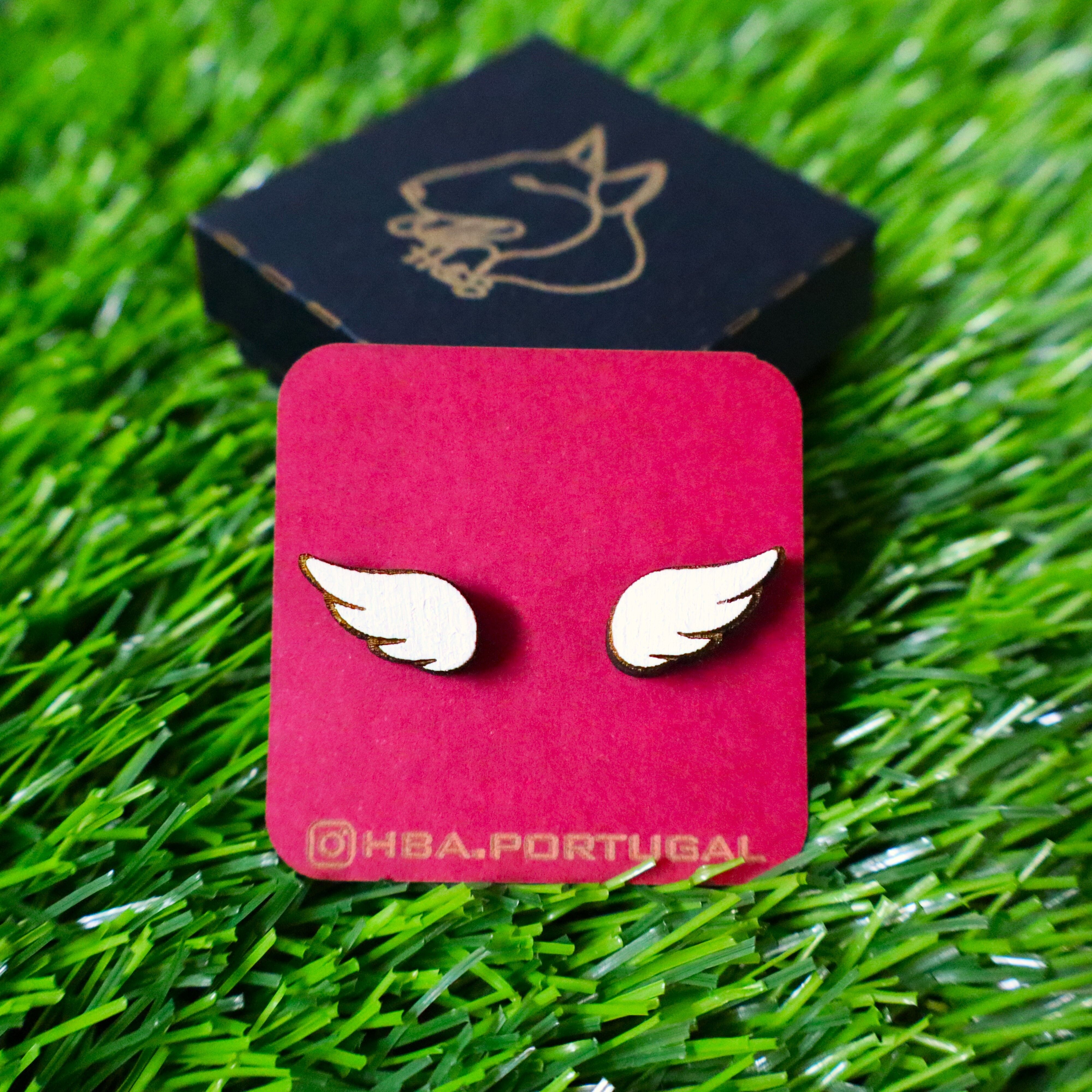 Orecchini coppia ali colorate in legno, gioiello in legno fatto a mano