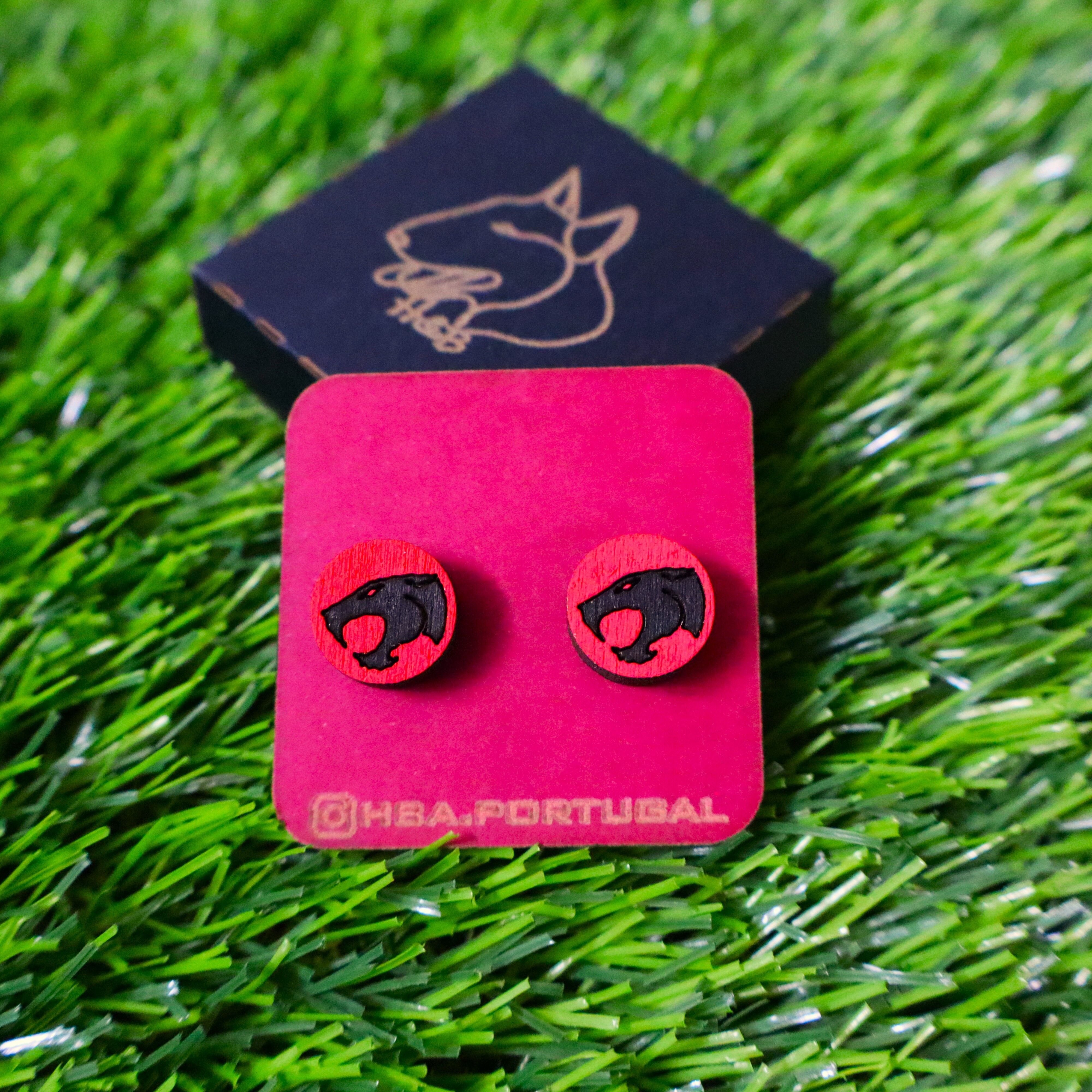 Orecchini ThunderCats colorati in legno, Occhio di Thundera Gioiello fatto a mano in cartone animato