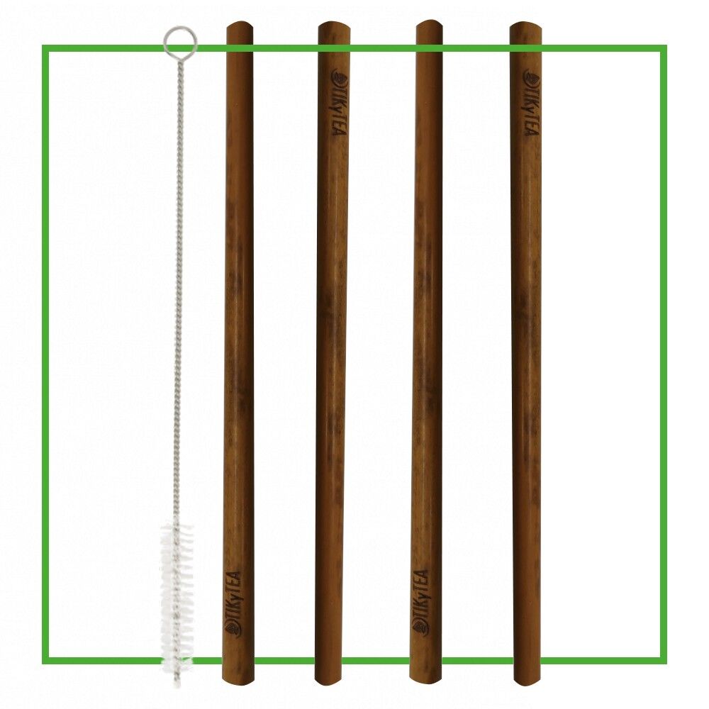 CANNUCCE DI BAMBÙ CON SPAZZOLA - SET DA 4