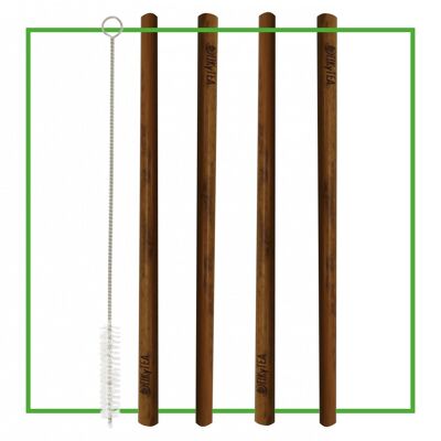 CANNUCCE DI BAMBÙ CON SPAZZOLA - SET DA 4