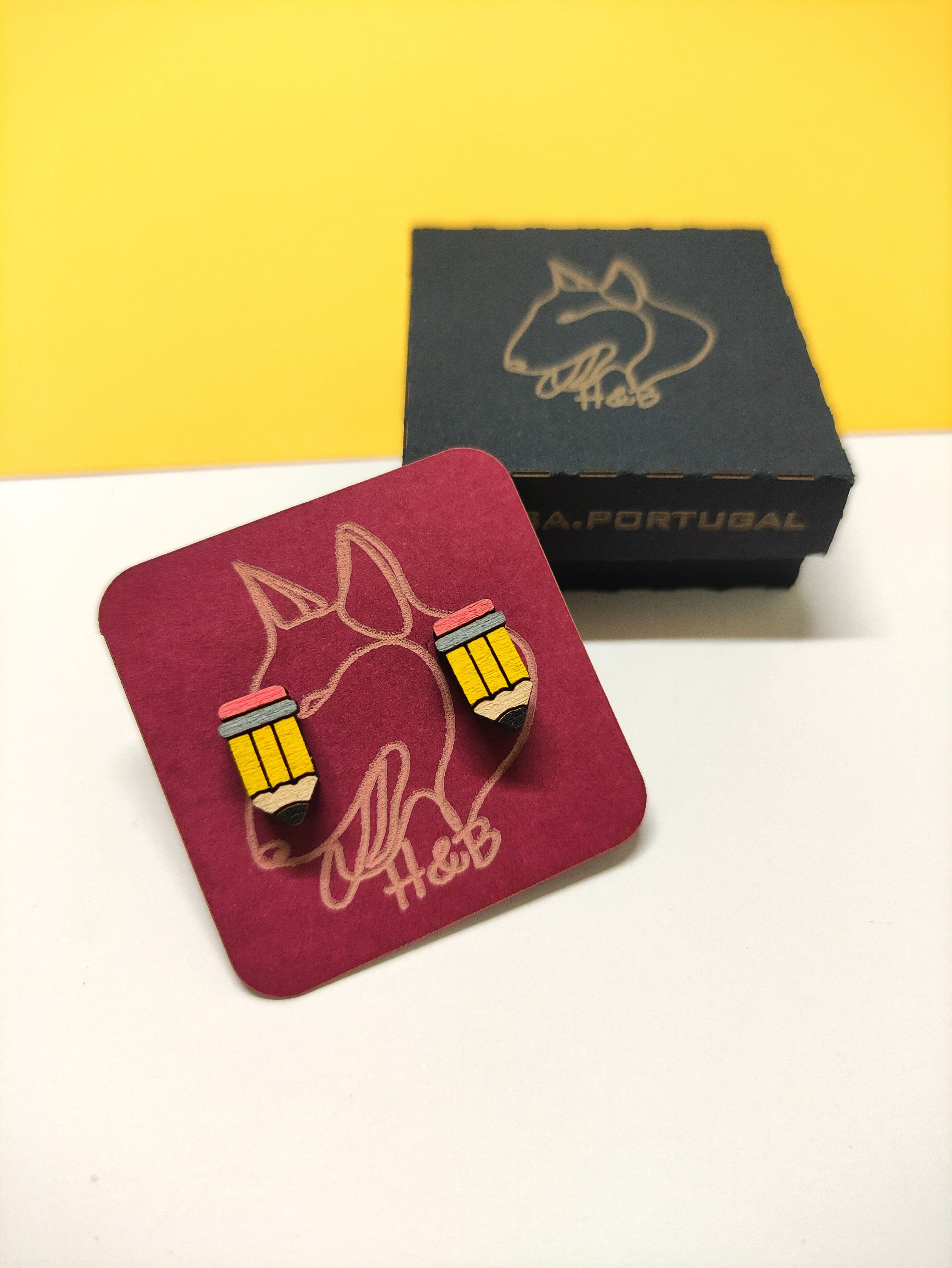 Boucles d'oreilles crayon colorées en bois, faites à la main, cadeau pour enseignant