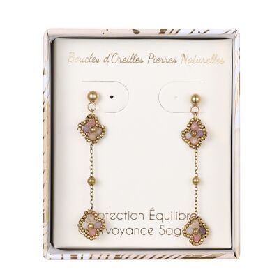 Boucles d'oreilles trèfle en pierres naturelles