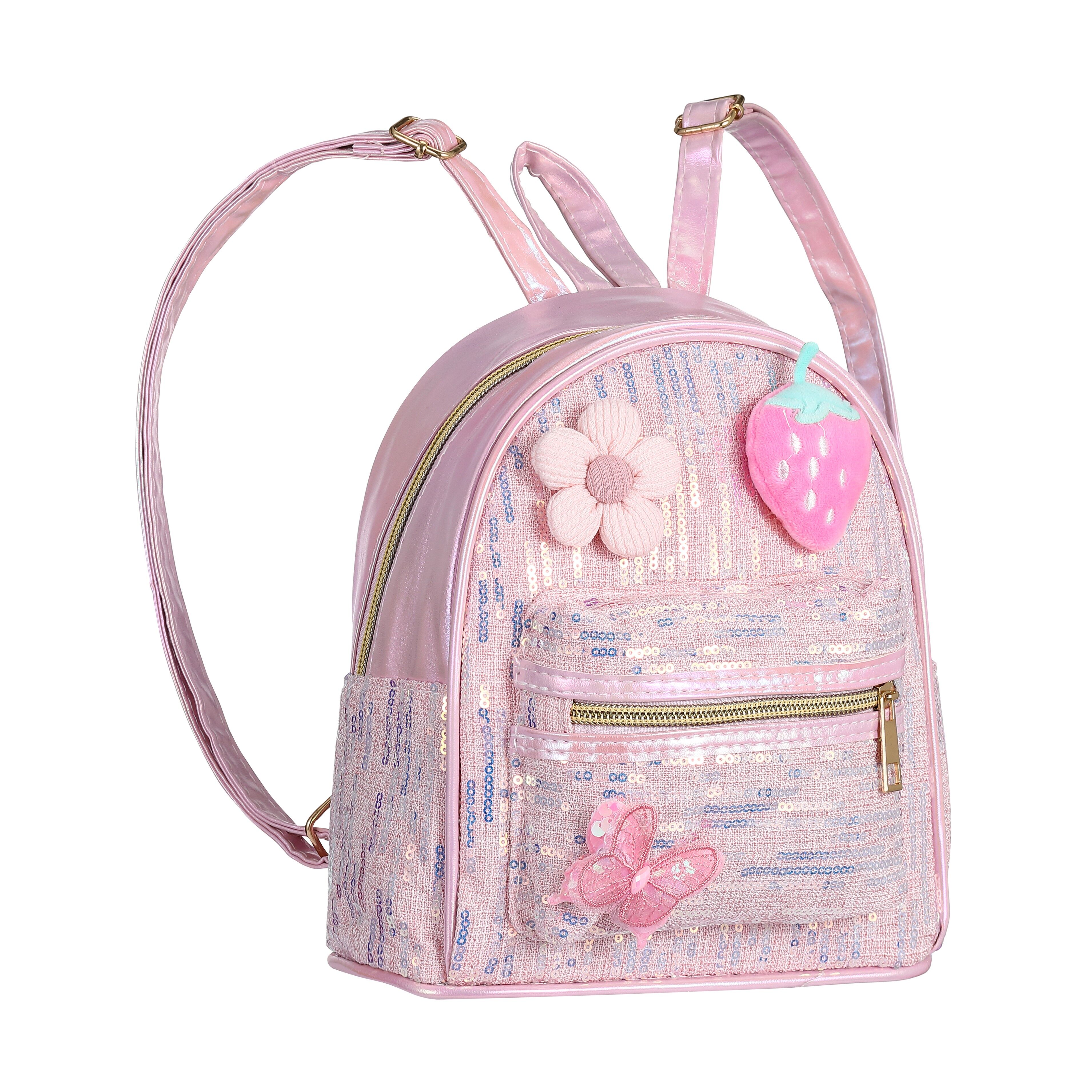 Rucksack mit Pailletten und geprägten Patches