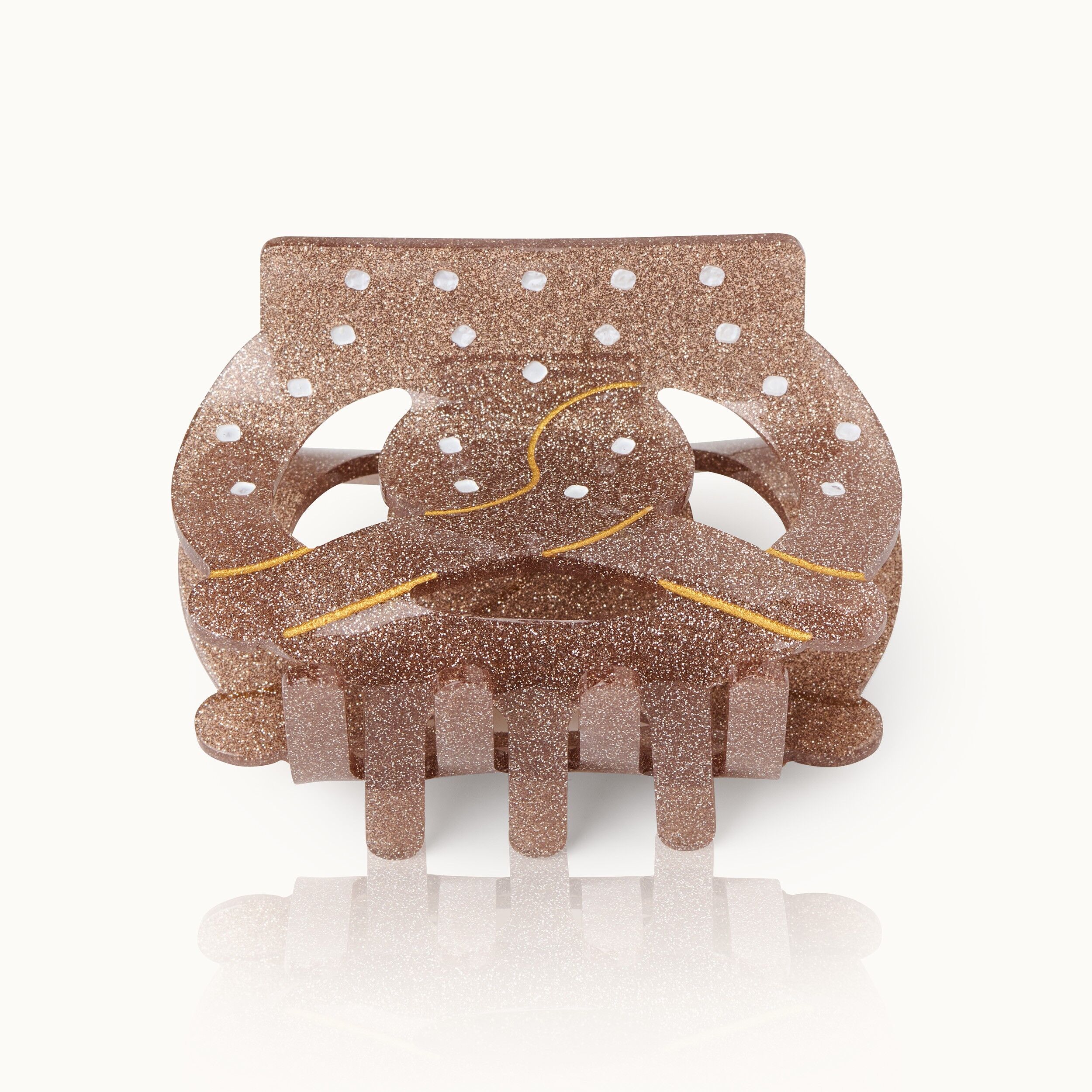 Fermaglio per capelli Breze Glitter Taupe grande