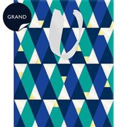 Sac cadeau grand format Bleu Triangles