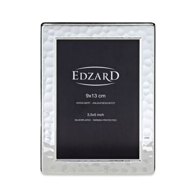 Cornice Pavia (9x 13 cm), martellata, placcata in argento pregiato, anti-ossidazione, 2 ganci