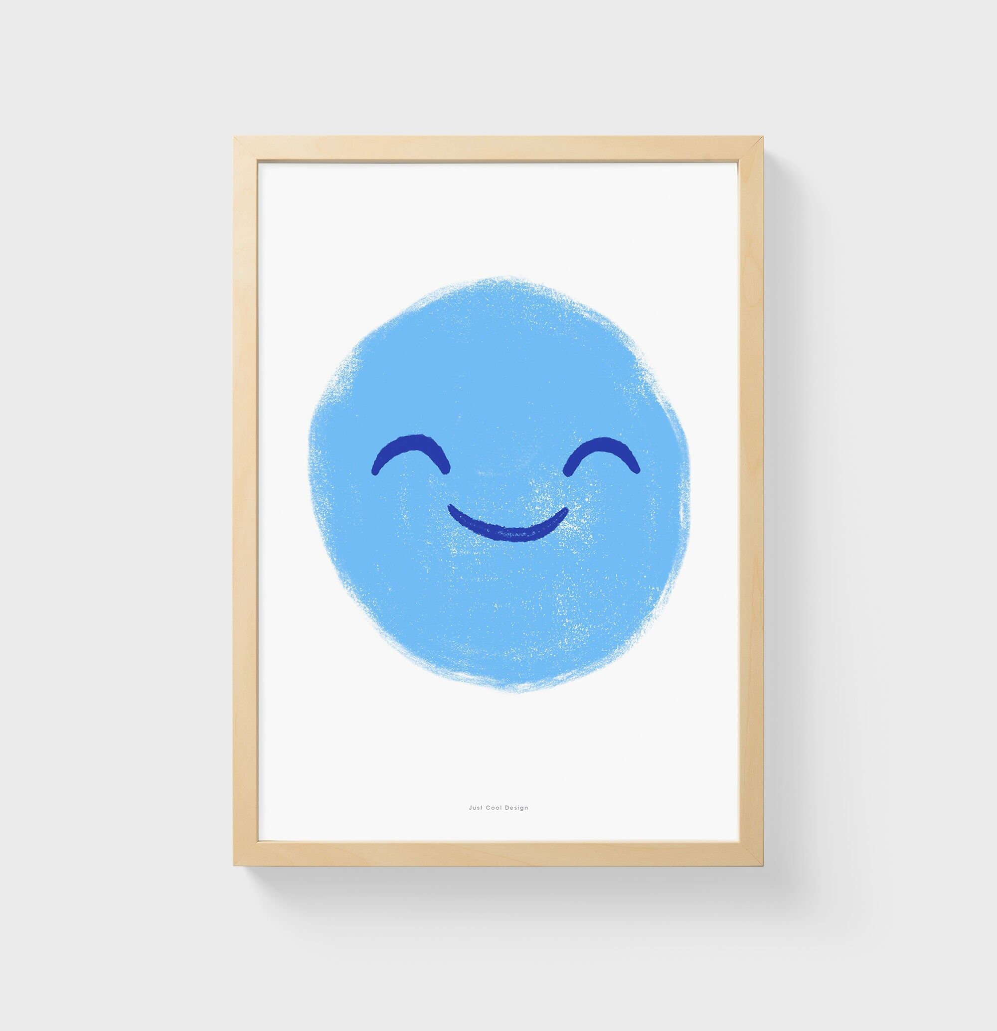 Impressione dell'arte della parete A3 | Emoticon felice azzurro
