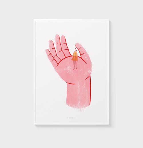 A3 Wall Art Print | Caring hand holding girl