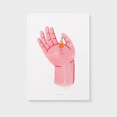 A3 Wall Art Print | Caring hand holding girl