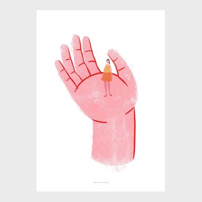Impresión de arte de pared A4 | Chica de explotación de mano cariñosa