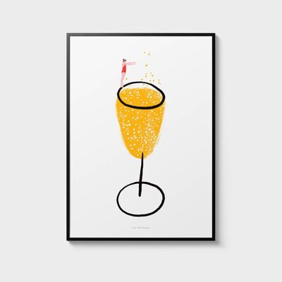 A3-Wand-Kunstdruck | Champagnerglas
