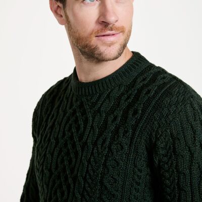 100% Wool Men's Sweater - Inishturk Mens Aran Sweater - Aran Knit - Knitwear - Emerald Green