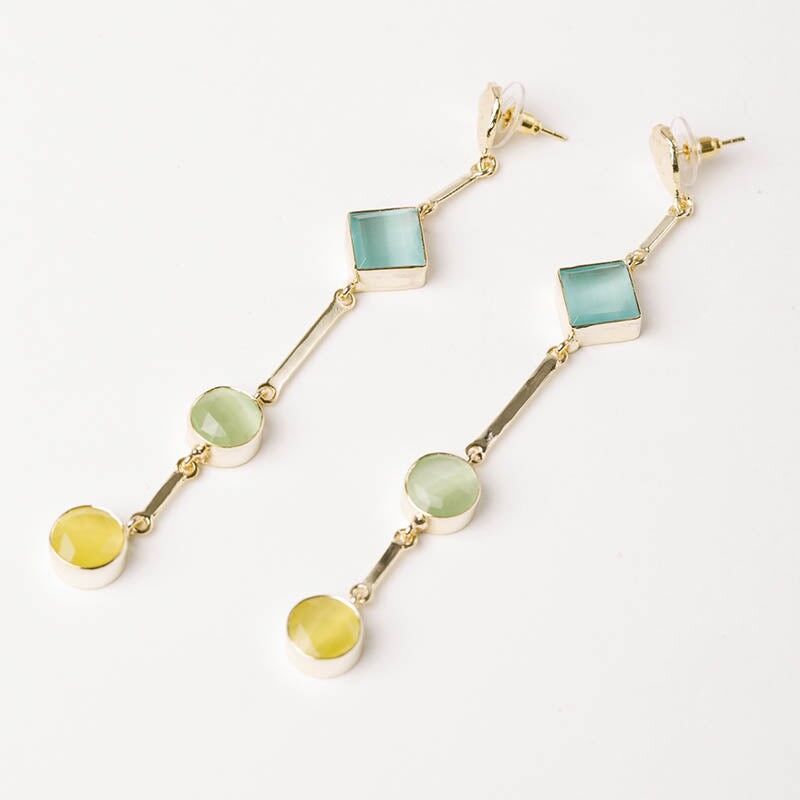 Pendientes Atocha Ed. Limitada Pulida Azul claro, Verde y Amarillo