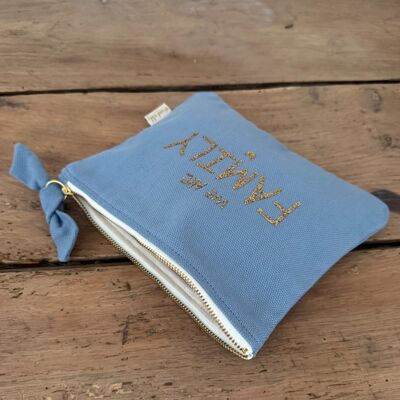 Borsa "We Are Family" blu nuvola