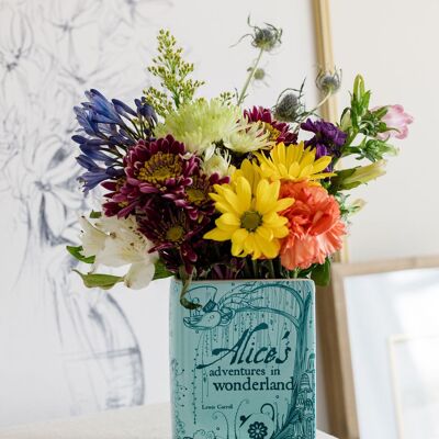 Small Book Vase, Alice in Wonderland - Blue