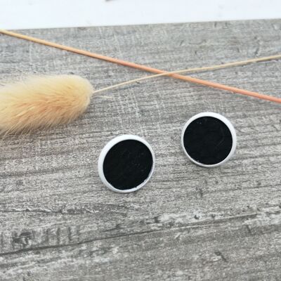Earrings - Maritime 1a - salmon leather - white/black