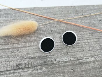 Boucles d'oreilles - Maritime 1a - cuir saumon - blanc/noir 1